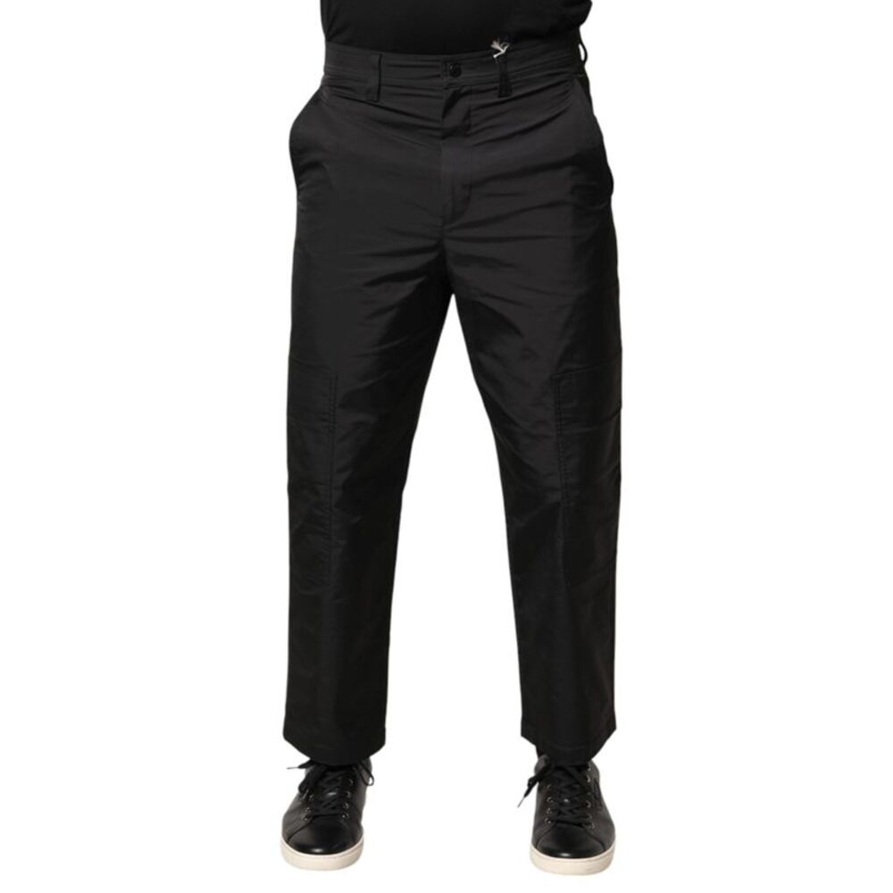 Valentino Black Mid Waist Men Tapered Dress Trouser Men's Pants